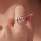 925 Sterling Silver Oxidized Silver Heart Ring for Women