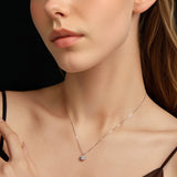 925 Sterling Silver Moissanite & CZ Pavé Necklace - 40+5cm for Women