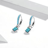 S925 Sterling Silver Turquoise Earrings - 2.1*0.7cm for Women