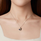 925 Sterling Silver + Plated White Gold + Plated Gold 1.8*1.2cm Necklace for Women