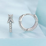 925 Sterling Silver Earrings with Pavé Setting CZ and Oxidized Finish