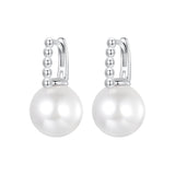 925 Sterling Silver Earrings with White Gold Plating and Shell Pearl for Women