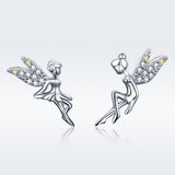 925 Sterling Silver Stud Earrings with CZ, 1.2 x 1.5cm & 1.5 x 0.9cm, Women