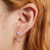 925 Sterling Silver Earrings with Translucent Opal and CZ for Women