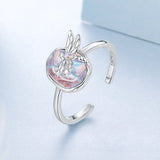 925 Sterling Silver Ring with Nano Opal Stone, 0.15 cm Width for Women