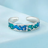 925 Sterling Silver Enamel White Gold Plated 5mm Ring