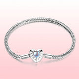 925 Sterling Silver Moonstone Bracelet 17cm for Women