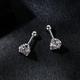 925 Sterling Silver 5mm Moissanite Earrings with White Gold Plating for Women