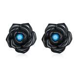 925 Sterling Silver Earrings with Turquoise and Black Gold Finish