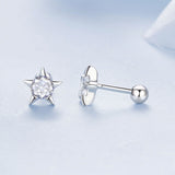 925 Sterling Silver Earrings with Pavé Setting CZ in White Gold