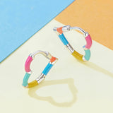 925 Sterling Silver Enamel Plated Earrings 14*2mm for Women