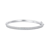 925 Silver & Platinum Pavé Setting CZ Bracelets, Size 17.0 mm for Women