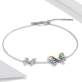 925 Sterling Silver Adjustable Butterfly Enamel Bracelet for Women