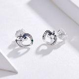925 Sterling Silver Earrings with Oxidized Finish and Pavé Setting