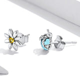 925 Sterling Silver Ladybird Earrings with Pavé Set CZ, 0.7cm for Women