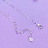 925 Sterling Silver Necklace with Pavé CZ & Transparent Glass Pendant for Women