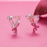 925 Sterling Silver Enamel Earrings with Transparent Glass for Women