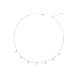 925 Sterling Silver Necklace with Synthetic Turquoise in White Gold, Adjustable 450mm for Women