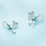 925 Sterling Silver Earrings with Pavé Setting CZ and Oxidized Finish for Women