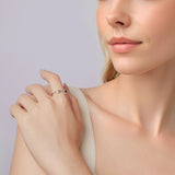 925 Sterling Silver Transparent Glass Oxidized Silver Ring for Women