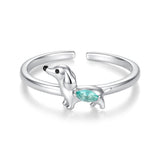 925 Sterling Silver White Gold Plated Transparent Glass Enamel Size E Ring for Women