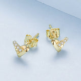 925 Sterling Silver Earrings with Pavé Setting CZ in Gold Plated