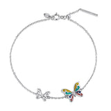 925 Sterling Silver Adjustable Butterfly Enamel Bracelet for Women