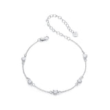 925 Sterling Silver Bracelet with Pavé Setting CZ and White Gold Plating