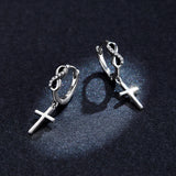 925 Sterling Silver Earrings with Pavé Setting CZ in Oxidized Finish