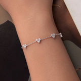 925 Sterling Silver Bracelet with White Gold Plating and CZ Paving for Women