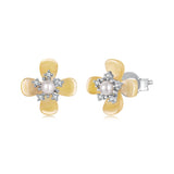 925 Sterling Silver White 0.85x0.85cm Nacre Synthetic Pearl CZ Earrings for Women