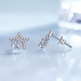 925 Sterling Silver Earrings 9x9mm with Pavé Setting CZ for Women
