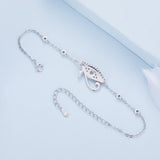 925 Sterling Silver Pavé Setting CZ & Translucent Opal Bracelet 160+50mm for Women