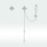 S925 Sterling Silver Earrings with CZ in Pavé Setting, 5.9cm Length, 1cm Size for Women