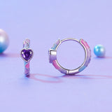 925 Sterling Silver Enamel Pavé Setting CZ Earrings for Women