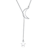 925 Sterling Silver Necklace 47cm with Moon Pendant for Women