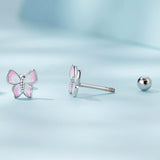 925 Sterling Silver Earrings with Enamel Process, 0.6cm, for Women