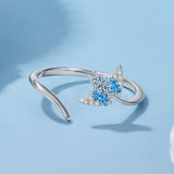 925 Sterling Silver Manta Ray Ring with Pavé Setting CZ for Women