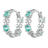 925 Sterling Silver Earrings with Transparent Glass in Size 14mm for Women