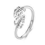 925 Sterling Silver Oxidized Leaf Ring for Women