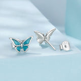 925 Sterling Silver Enamel Oxidized Earrings Size 0.7*1.1cm for Women