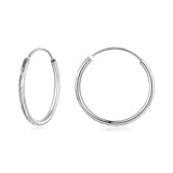925 Sterling Silver Earrings for Women - White Gold Plated, 2.3x0.2 cm