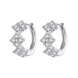925 Sterling Silver Earrings with Pavé Setting CZ - 1.2*0.65cm, White Gold Plated for Women