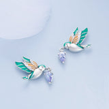 925 Sterling Silver Enamel Pavé Setting CZ Earrings