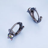 925 Sterling Silver Enamel Black Gold Earrings for Women
