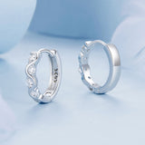 925 Sterling Silver Earrings with Platinum Plating and CZ - Stylish and Elegant Design for Women