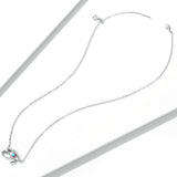 925 Sterling Silver Opal Necklace with CZ and Platinum Plating, Adjustable Length 45cm, Women’s Jewelry