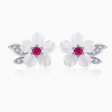 925 Sterling Silver Earrings with Pavé Setting CZ and High-Quality Nacre