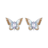 925 Sterling Silver Earrings with Enamel and Pavé Set CZ, 7x10mm, White Gold Plated for Women