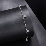 925 Sterling Silver & Moissanite Bracelet for Women - 15+6cm, Plated White Gold